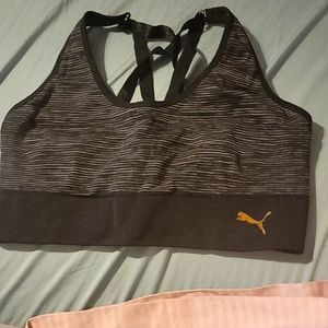 Puma brand sports bra. Gray and black.